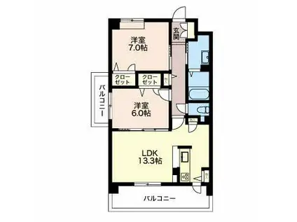 エクセル森越(2LDK/2階)の間取り写真