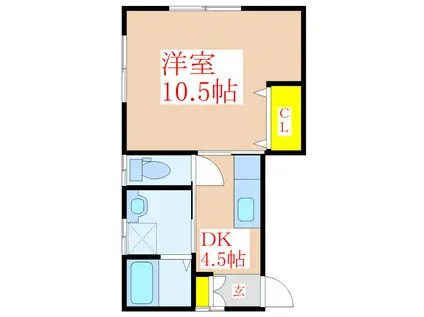 VILLA YUSUI(1DK/2階)の間取り写真