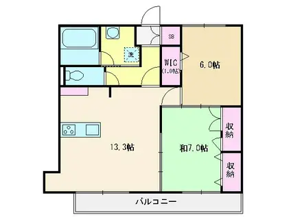 EVER GREEN 鶴瀬(2LDK/3階)の間取り写真