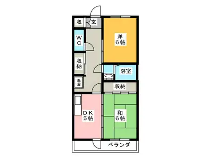 ドミールヤマザキ(2DK/3階)の間取り写真