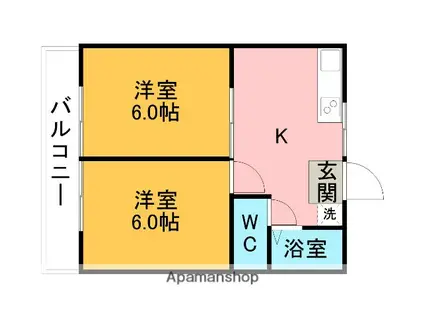 CHATEAU新池(2K/1階)の間取り写真