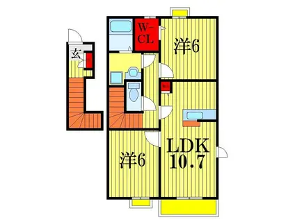 サンガーデン和泉参番館(2LDK/2階)の間取り写真