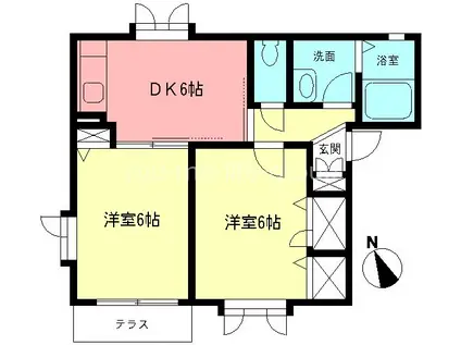 プレミールIV(2DK/2階)の間取り写真