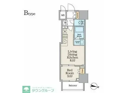 クレストコート池上(1LDK/12階)の間取り写真