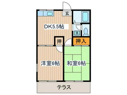 ベルゾーネ(2DK/1階)の間取り写真