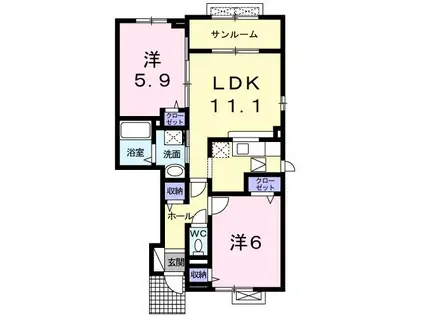 ＩＲいしかわ鉄道 小松駅 徒歩18分 2階建 築14年(2LDK/1階)の間取り写真