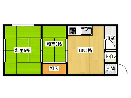 ヴェルドミール山忠長居(2DK/5階)の間取り写真