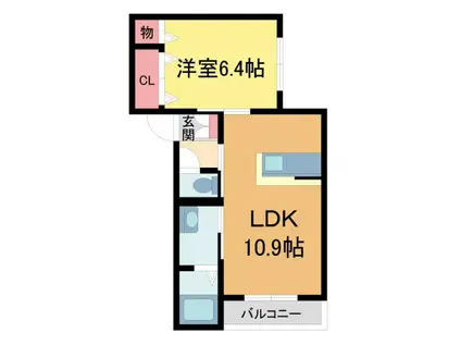 アイエフハイツ水波町VI(1LDK/2階)の間取り写真