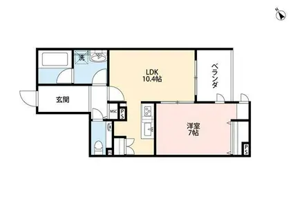 有栖川HEIGHTS(1LDK/2階)の間取り写真