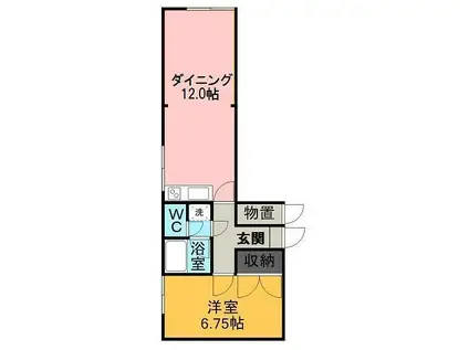 ちょこれいとぱふぇA(1DK/1階)の間取り写真