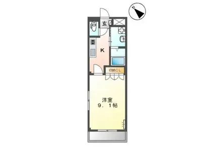 アシューレB&K(1K/2階)の間取り写真