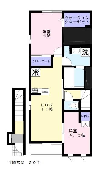 カターサ片倉(2LDK/2階)の間取り写真