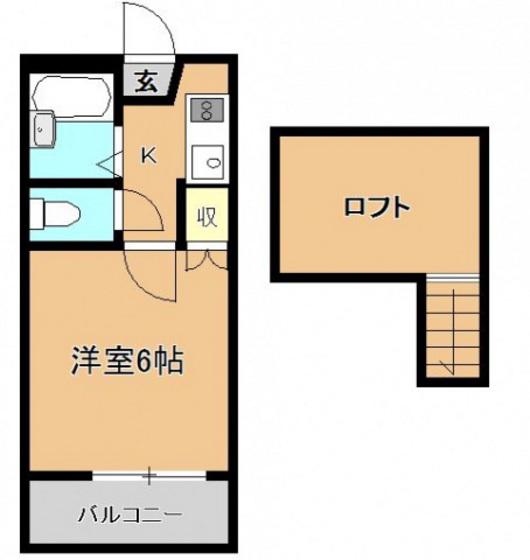 ユーハイム緑井A(1K/1階)の間取り写真