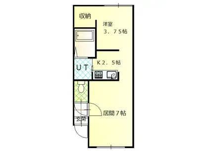 ベルルミエール(1DK/2階)の間取り写真