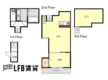 LFB APARTMENT新地(1LDK/1階)の間取り写真