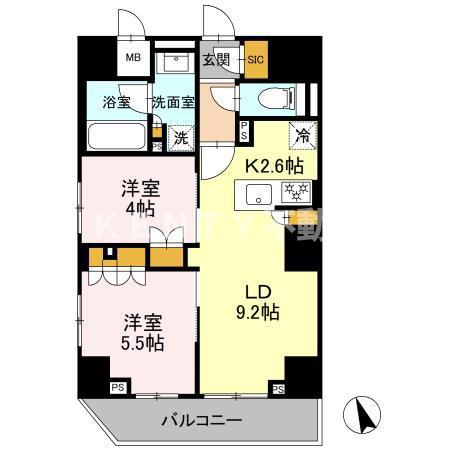 リーラ品川戸越(2LDK/10階)の間取り写真
