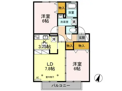 ミサトハイツ(2LDK/2階)の間取り写真
