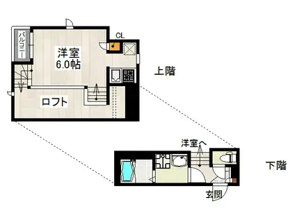 CB姪浜ポース(1K/1階)の間取り写真