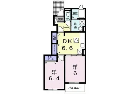 シルバースノーハピネスA(2DK/1階)の間取り写真