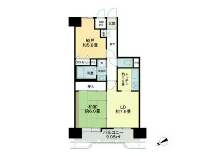 ライオンズマンション弘前一番町(1SLDK/7階)の間取り写真