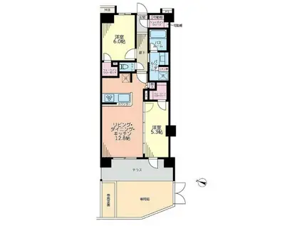 パレステージ江北II(2LDK/1階)の間取り写真