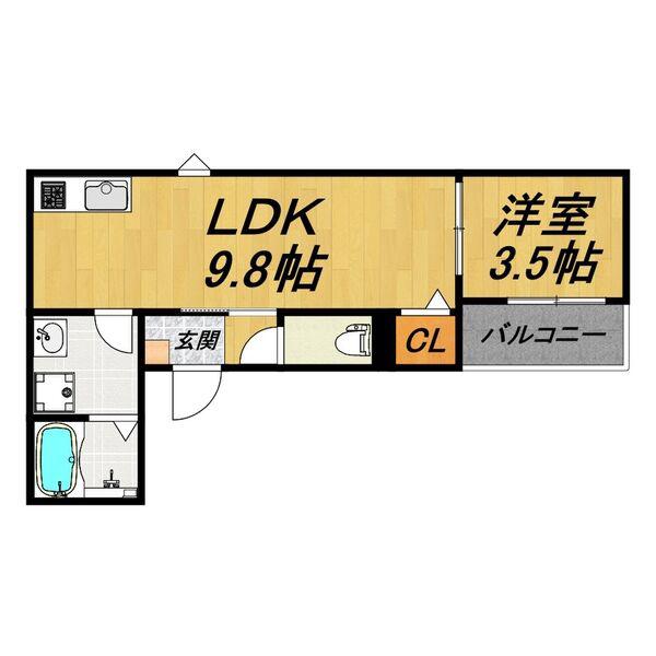 LECOCON稲沢IV(1LDK/2階)の間取り写真