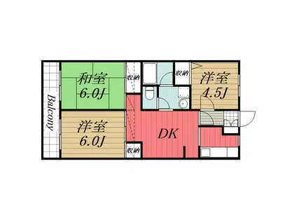 サザンホワイト(3DK/2階)の間取り写真