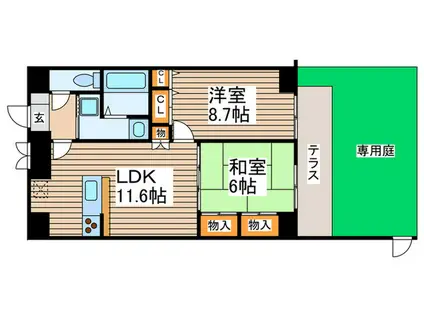 WIN南流山(2LDK/1階)の間取り写真