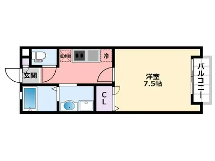 ベルリード甲子園(1K/2階)の間取り写真