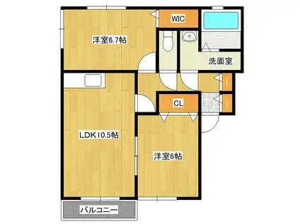 プラム桜川 B(2LDK/2階)の間取り写真