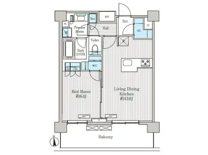 オアーゼ品川レジデンス(1LDK/6階)の間取り写真