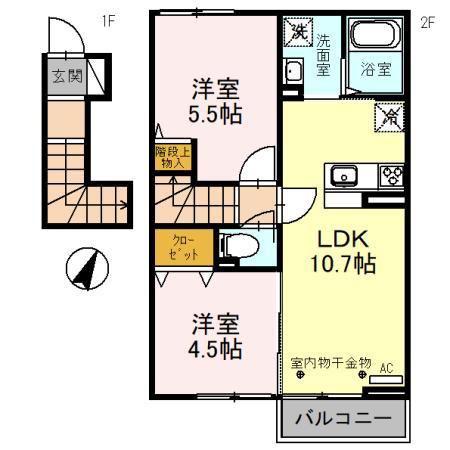 匠乃館 F(2LDK/2階)の間取り写真