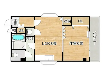 コンパーノ京町(1LDK/3階)の間取り写真
