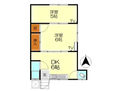 西原アパートIV(2DK/2階)の間取り写真