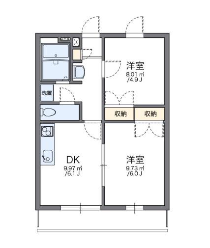 レオパレスKOBATA(2DK/3階)の間取り写真