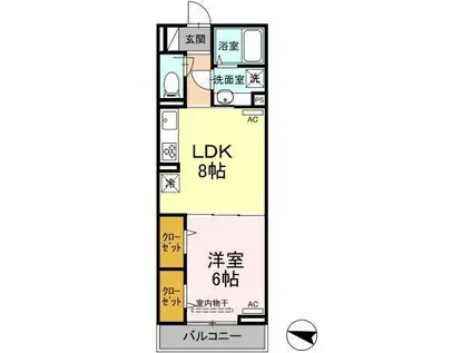 エクセリア上鷺宮2(1LDK/2階)の間取り写真