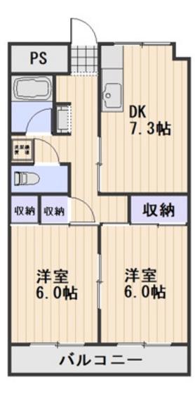 ORYZA西古松(2DK/2階)の間取り写真
