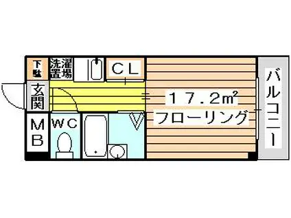 モリハイム瑞光(1K/1階)の間取り写真