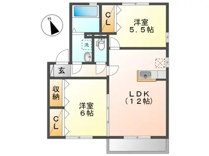 リビングタウン神田B棟(2LDK/1階)の間取り写真