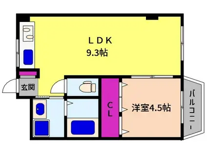 ホリオマンション(1LDK/2階)の間取り写真