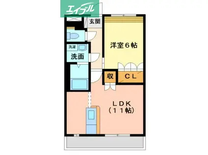 グランディール・フローラ(1LDK/2階)の間取り写真