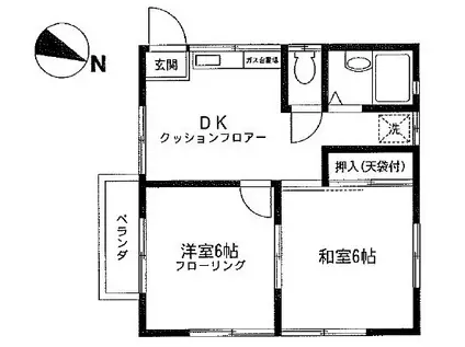 ルミエール三保(2DK/2階)の間取り写真