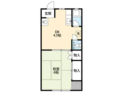 青木荘(1DK/1階)の間取り写真