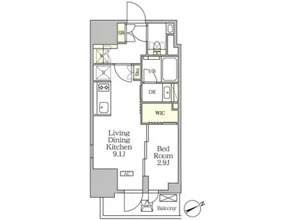 ザ・パークハビオ大森山王(1LDK/16階)の間取り写真