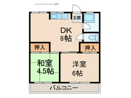 宮脇マンション(2DK/2階)の間取り写真