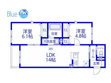 エクセル清水ヶ丘(2LDK/2階)の間取り写真