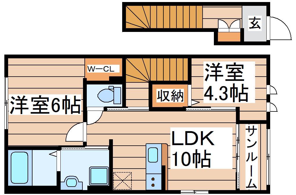 オーキッドガーデン(2LDK/2階)の間取り写真
