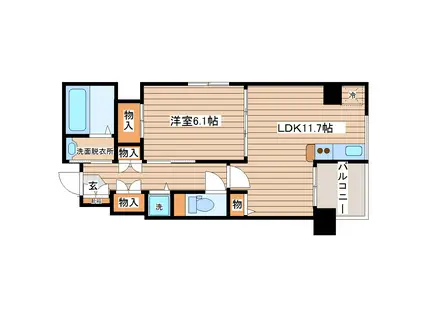 ガーネットヒルズ本町(1LDK/8階)の間取り写真