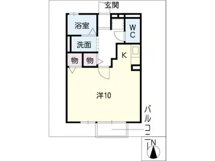シティーハイツ・知多(ワンルーム/2階)の間取り写真