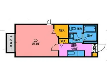 ベルフラワー(1K/1階)の間取り写真